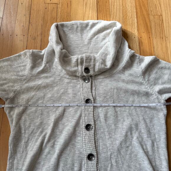 Lucy Cream Oatmeal Button Down Cowl Neck Cardigan Sweater Size M Lagenlook Boho - Picture 6 of 9